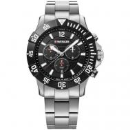 Наручные часы  Seaforce Швейцарские наручные часы  01.0643.117 с хронографом, серебряный, черный Wenger