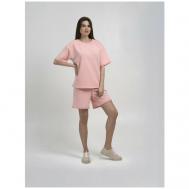 Костюм , футболка и шорты, повседневный стиль, полуприлегающий силуэт, карманы, размер XS, розовый Reversal