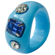 Кольцо, стекло, размер 17, синий VALOV bijou