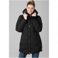 куртка  , демисезон/зима, удлиненная, силуэт полуприлегающий, утепленная, размер XS, черный Timezone
