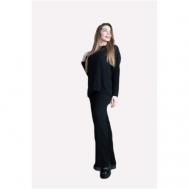 Костюм , джемпер и брюки, повседневный стиль, оверсайз, размер универсальный 42-50, черный MARUD