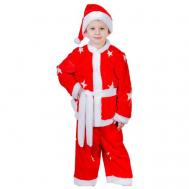 Карнавальный костюм "Санта Клаусёнок плюш" бриджи, куртка, пояс, шапка, рост 122-128 см 146556 Карнавалия Чудес