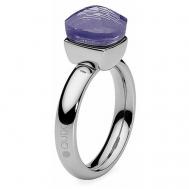 Кольцо , бижутерный сплав, серебрение, фианит, размер 16.5, серебряный, фиолетовый Qudo