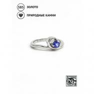 Кольцо , белое золото, 585 проба, родирование, танзанит, размер 18, синий, фиолетовый Кристалл мечты