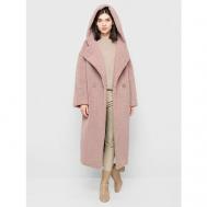 Пальто , искусственный мех, средней длины, силуэт свободный, карманы, размер 40, розовый Alef