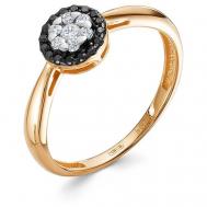 Кольцо , красное золото, 585 проба, родирование, бриллиант, размер 17.5, черный Vesna jewelry