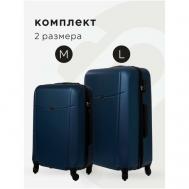 Комплект чемоданов , 2 шт., 91 л, размер M, синий Bonle