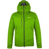 Куртка  Ortles Heavy 2 Powertex Down, средней длины, силуэт прямой, регулируемые манжеты, регулируемый край, карманы, несъемный капюшон, регулируемый капюшон, ветрозащитная, водонепроницаемая, утепленная, размер 46/S, зеленый Salewa