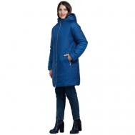 куртка   зимняя, силуэт прямой, подкладка, капюшон, размер 42(52RU), синий MFIN