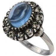 Кольцо , серебро, 925 проба, фианит, стекло, безразмерное, синий, серебряный Stile Me
