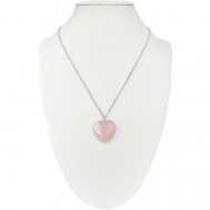 Цепочка базовая  на шею женская бижутерия с кулоном подвеской сердце розовый кварц Strekoza Collection