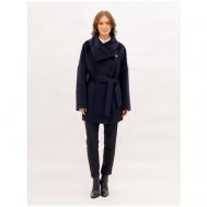 Пальто   демисезонное, силуэт свободный, средней длины, размер 58/170, синий Lea Vinci