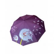 Смарт-зонт , автомат, 3 сложения, купол 115 см., 10 спиц, система «антиветер», чехол в комплекте, для женщин, фиолетовый Popular