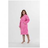 Халат  средней длины, длинный рукав, банный, карманы, пояс, размер 52, розовый Everliness