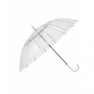 Зонт-трость полуавтомат, купол 100 см., 16 спиц, система «антиветер», прозрачный, белый, бесцветный Arman Umbrella