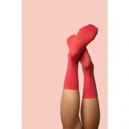 Женские носки  высокие, размер 35/41, коралловый Красная Жара