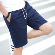 Шорты  Летние мужские шорты на шнурке для города и отдыха хлопковые темно-синие (navy), размер 3xl, синий Kamukamu