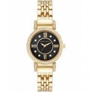 Наручные часы  Crystal Metals 2928BKGB, золотой, черный Anne Klein