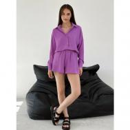 Костюм, рубашка и шорты, повседневный стиль, свободный силуэт, размер 42, фиолетовый AsiLux