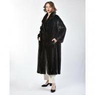 Пальто , норка, силуэт свободный, пояс/ремень, размер 40, черный Manakas Frankfurt