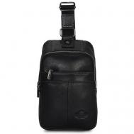 Рюкзак  барсетка , натуральная кожа, внутренний карман, черный ZNIXS