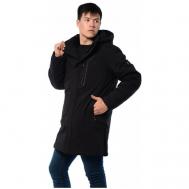 куртка  демисезонная, внутренний карман, капюшон, карманы, манжеты, размер 56, черный INDACO FASHION