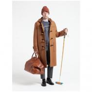 Пальто , силуэт прямой, капюшон, карманы, размер XL, коричневый, бежевый Walleysmark