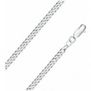 Браслет-цепочка Krastsvetmet Браслет из серебра НБ22-002-3 диаметром проволоки 1,2 р.17, серебро, 925 проба, родирование, длина 20 см. Красцветмет