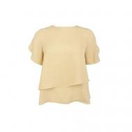 Блуза  , повседневный стиль, короткий рукав, однотонная, размер 44, желтый MANGO