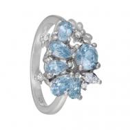 Кольцо  серебро, 925 проба, топаз, размер 18, голубой Серена-Сильвер