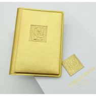 Обложка , натуральная кожа, отделение для карт, отделение для автодокументов, подарочная упаковка, золотой William Morris