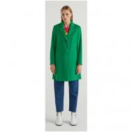 Пальто   демисезонное, шерсть, силуэт полуприлегающий, средней длины, размер 46, зеленый United Colors of Benetton