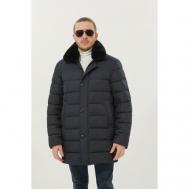 куртка , демисезон/зима, силуэт прямой, отделка мехом, карманы, размер 50, синий, черный Madzerini