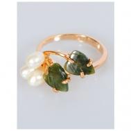 Кольцо помолвочное , нефрит, жемчуг культивированный, размер 18, белый, зеленый Lotus Jewelry