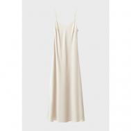 Платье-комбинация , полуприлегающее, миди, подкладка, размер XS, бежевый, белый Prav.da