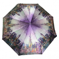 Смарт-зонт , автомат, 3 сложения, купол 105 см., 9 спиц, чехол в комплекте, для женщин, фиолетовый GALAXY OF UMBRELLAS