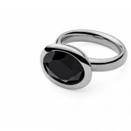 Кольцо , бижутерный сплав, серебрение, размер 16.5, серебряный, черный Qudo