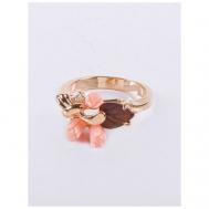 Кольцо помолвочное , коралл, тигровый глаз, размер 19, розовый, коричневый Lotus Jewelry