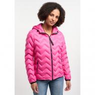 куртка   демисезонная, средней длины, силуэт прямой, карманы, регулируемый капюшон, несъемный капюшон, капюшон, стеганая, утепленная, размер 40, розовый Frieda & Freddies