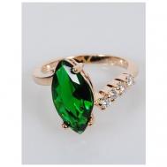 Кольцо помолвочное , фианит, размер 19, зеленый Lotus Jewelry