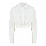 Рубашка  , повседневный стиль, полуприлегающий силуэт, длинный рукав, размер XS, белый LAROOM
