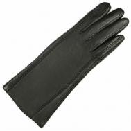 Перчатки женские кожаные на шелковой подкладке , размер 7.5, чёрные. ESTEGLA