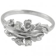 Кольцо  Луговые цветы, серебро, 925 проба, родирование, фианит, размер 18.5, серебряный Альдзена