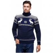 Шерстяной свитер с высоким горлом, скандинавский орнамент с Оленями, натуральная шерсть, серый цвет, размер XXXL AnyMalls