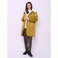 куртка  , демисезон/зима, средней длины, силуэт прямой, ветрозащитная, карманы, ультралегкая, утепленная, стеганая, размер 42, желтый Franco Vello