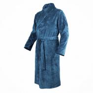 Халат , длинный рукав, карманы, размер 54, синий Монотекс