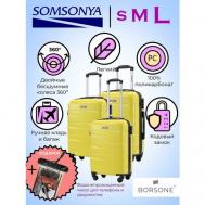 Комплект чемоданов , 3 шт., 95 л, желтый SOMSONYA