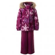 Комплект куртка и полукомбинезон для девочек  MARVEL, бордовый с принтом/бордовый 24134, размер 104 Huppa