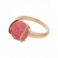 Кольцо помолвочное , фианит, родохрозит, размер 19, розовый Lotus Jewelry