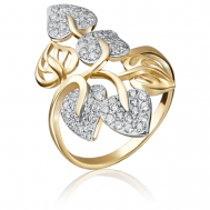 Кольцо PLATINA, желтое золото, 585 проба, фианит, размер 16.5 PLATINA Jewelry